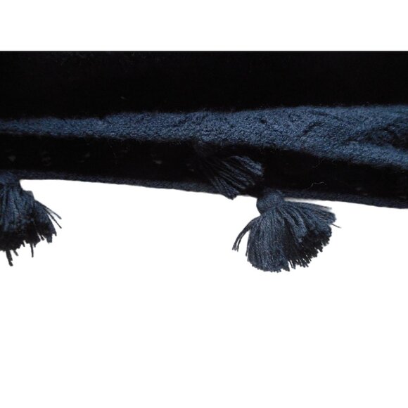 Fatface Navy Blue knit Infinity Scarf  23 x 29.5 inches Pom pom accents acrylic - Picture 2 of 4